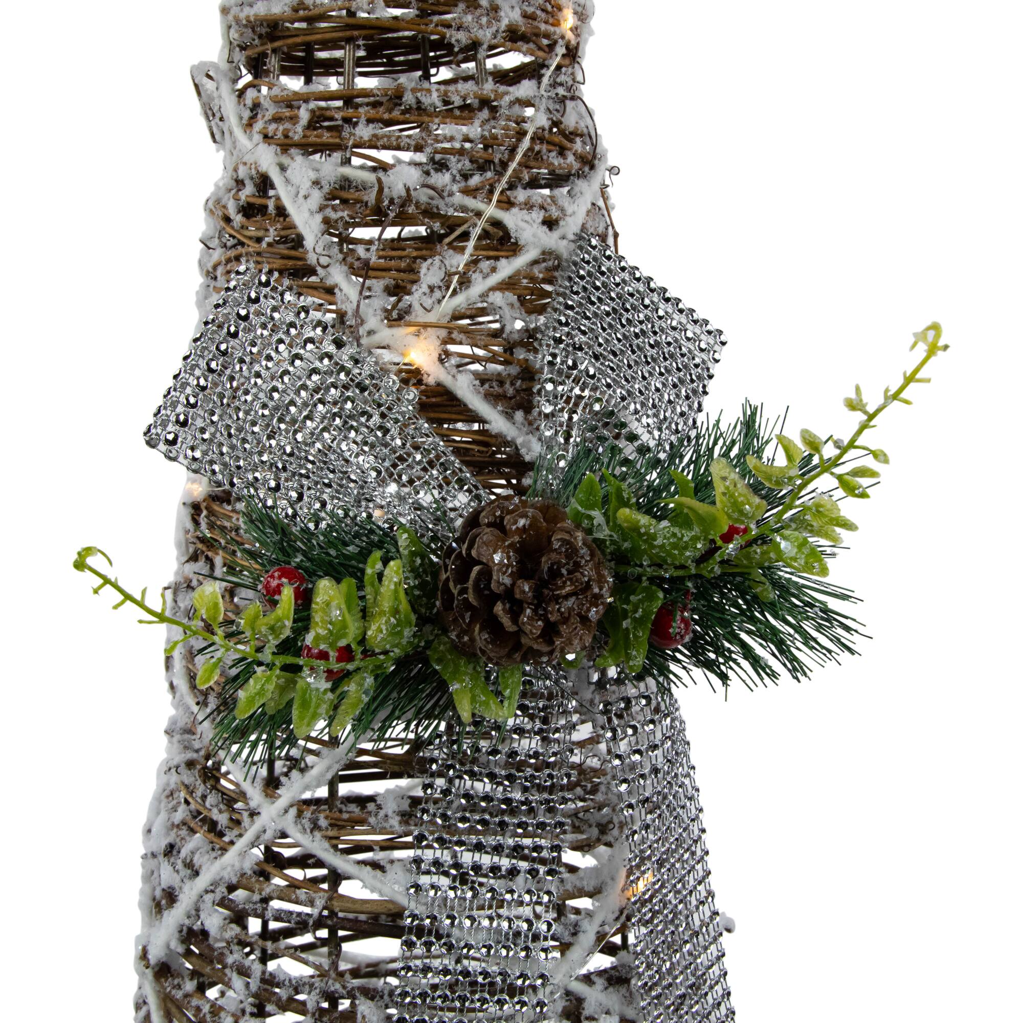 LED Lighted Pine & Berries Cone Christmas Tree Decorations Set